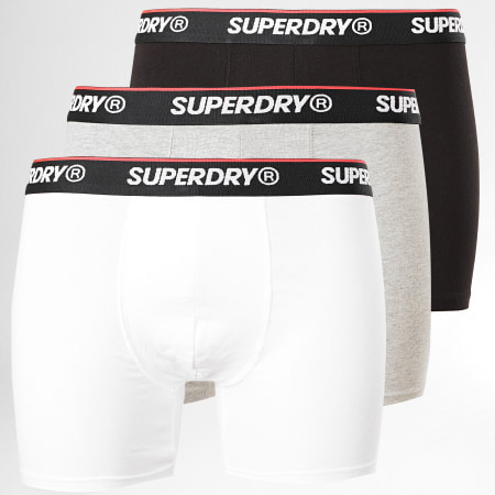 Superdry - Lot De 3 Boxers Classic Gris Noir