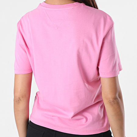 Tommy Jeans - Tee Shirt Femme Colour-Block Logo 8041 Rose