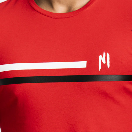 NI by Ninho - Tee Shirt A Bande Shaft Blanc Rouge