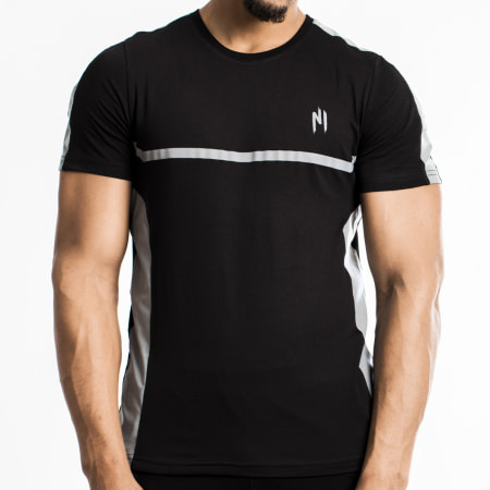 NI by Ninho - Tee Shirt A Bande Reflector Réfléchissant Noir