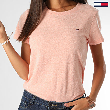 Tommy Jeans - Tee Shirt Femme Texture 8527 Rose Chiné