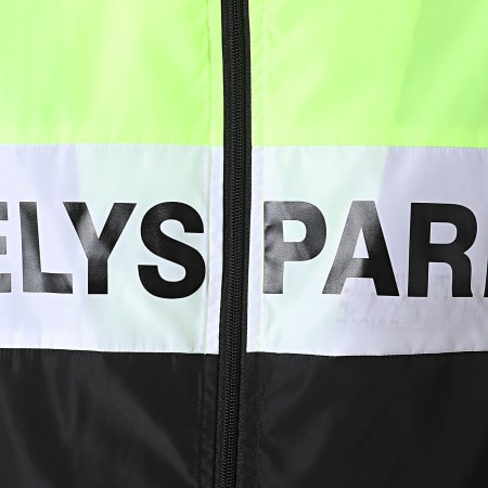 Zelys Paris - Coupe-Vent Capuche Zippé Fast Réfléchissant Noir Vert Fluo