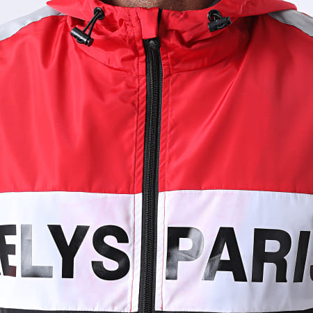 Zelys Paris - Coupe-Vent Capuche Zippé Fast Réfléchissant Noir Rouge