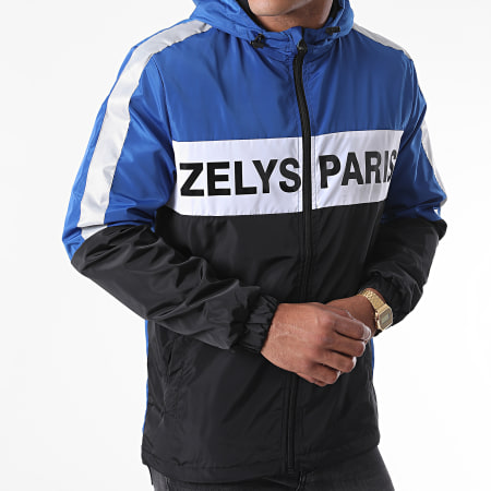 Zelys Paris - Coupe-Vent Capuche Zippé Fast Réfléchissant Noir Bleu