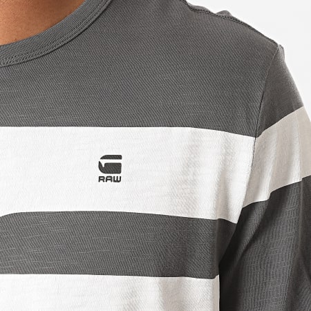 G-Star - Tee Shirt One Stripes D17115 Gris Blanc