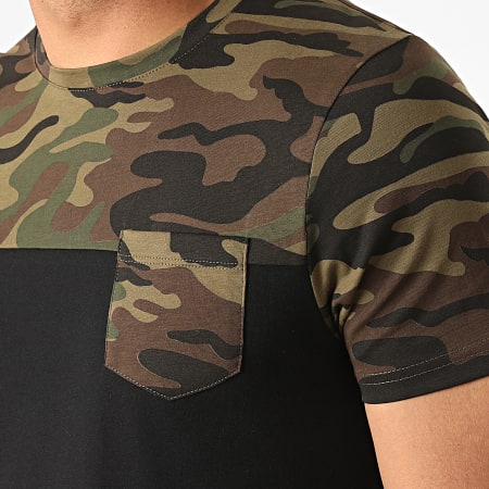 LBO - Tee Shirt Poche Camouflage 1091 Noir Vert Kaki