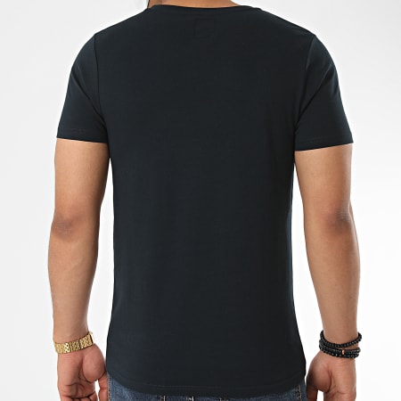 LBO - Tee Shirt Bicolore Avec Poche Imprimé Palmier 1098 Blanc