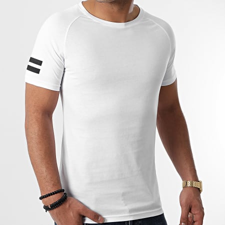 LBO - Tee Shirt Raglan Avec Bandes 1104 Blanc