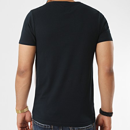 LBO - Tee Shirt Imprimé Avec Poche 1106 Bleu Marine Blanc