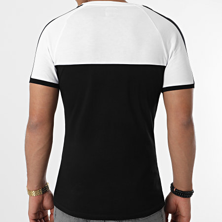 LBO - Tee Shirt Raglan Bicolore A Bandes 1109 Blanc Noir