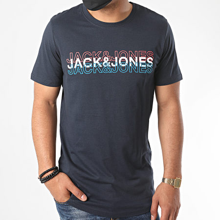 Jack And Jones - Tee Shirt Blane 12171464 Bleu Marine