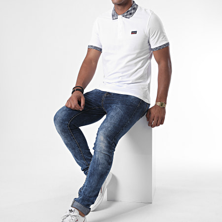 Jack And Jones - Polo Manches Courtes Contrast Piping 12171398 Blanc