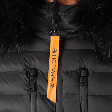Final Club - Piumino Premium Tech Fur con cappuccio nero arancione
