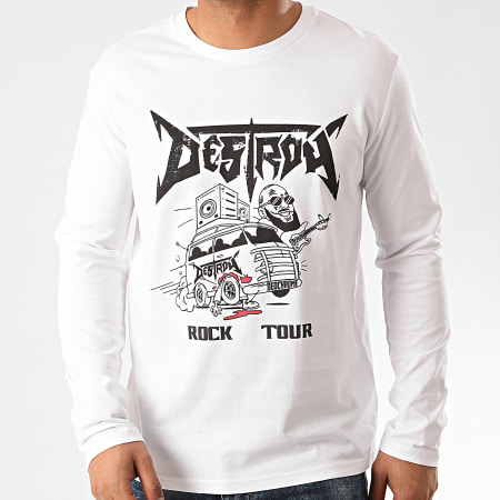 Neochrome - Camiseta blanca de manga larga Destroy