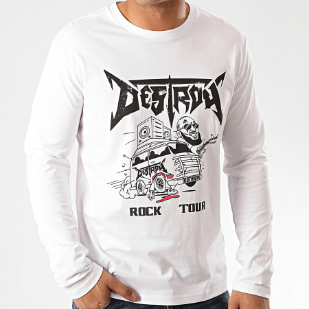 Neochrome - Camiseta blanca de manga larga Destroy