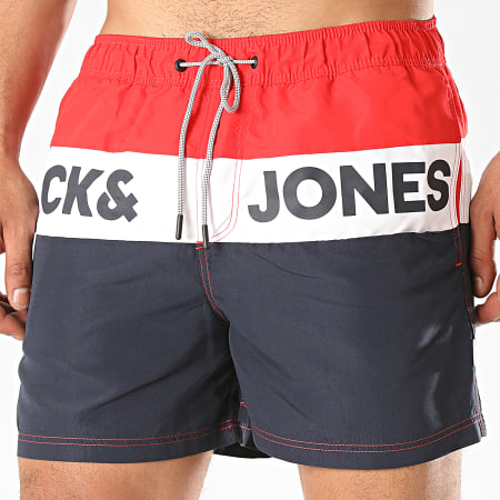 Jack And Jones - Short De Bain Aruba Logo Block 12172201 Bleu Marine Rouge
