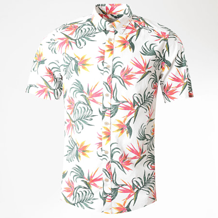 Only And Sons - Chemise Manches Courtes Floral Alfi Blanc