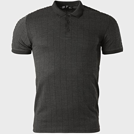Classic Series - Polo Manches Courtes A Rayures 2131 Gris Anthracite Chiné