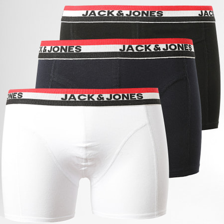 Jack And Jones - Lot De 3 Boxers Waistband Strib Bleu Marine Blanc