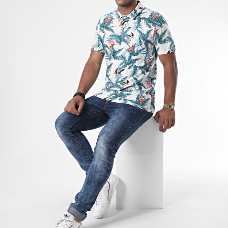 Jack And Jones - Polo Manches Courtes Virgil 12171698 Floral Blanc