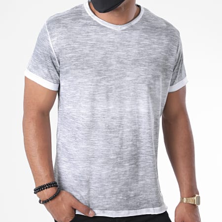 Paname Brothers - Tee Shirt Col V Toto-A Gris Chiné