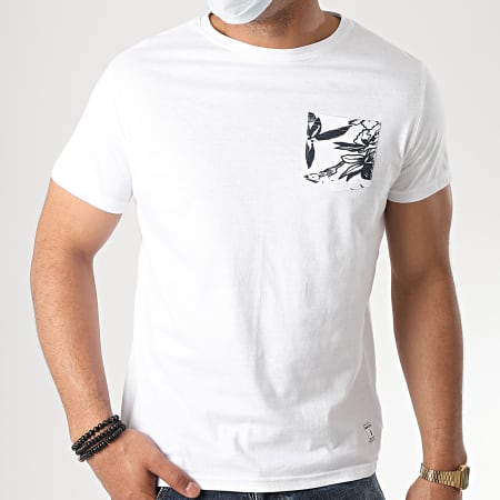 Paname Brothers - Tee Shirt Poche Floral Twist Blanc