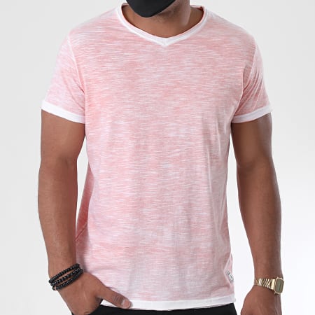 Paname Brothers - Tee Shirt Col V Toto-B Rose Chiné