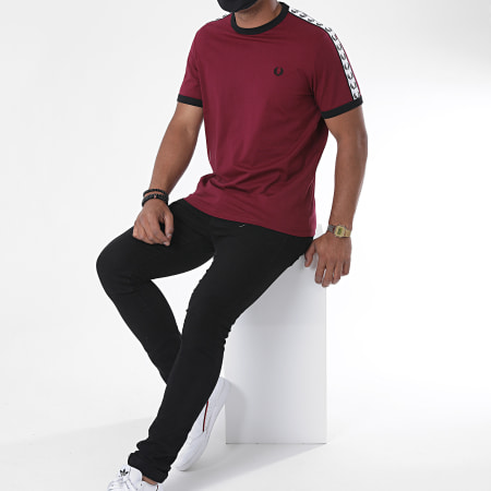 Fred Perry - Tee Shirt A Bandes Taped Ringer M6347 Bordeaux