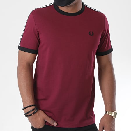 Fred Perry - Tee Shirt A Bandes Taped Ringer M6347 Bordeaux