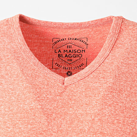 La Maison Blaggio - Tee Shirt Col V Land Orange Chiné