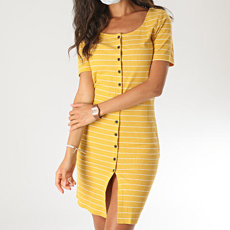 Only - Robe Femme Nevada Jaune Moutarde