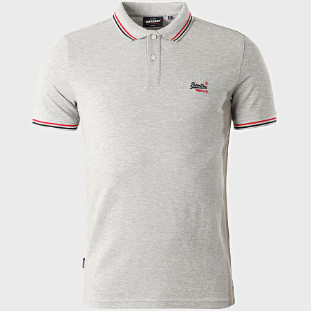 Superdry - Polo Manches Courtes Classic Micro Lite Tipped M1110012A Gris Chiné