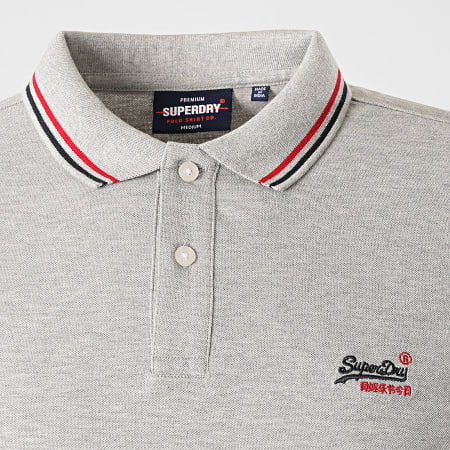 Superdry - Polo Manches Courtes Classic Micro Lite Tipped M1110012A Gris Chiné