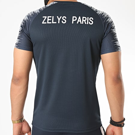 Zelys Paris - Ensemble Short Tee Shirt A Bandes Nueve Bleu Marine Blanc