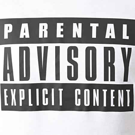 Parental Advisory - Maglietta bianca nera con logo Ringer