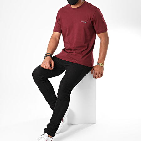 Calvin Klein - Tee Shirt Cotone Petto Logo 3307 Bordeaux