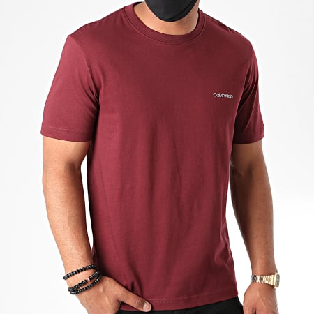 Calvin Klein - Camiseta Algodón Pecho Logo 3307 Burdeos