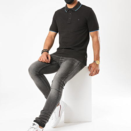 Calvin Klein - Polo Manches Courtes Stretch Tipping Slim 4915 Noir