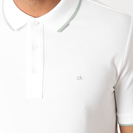 Calvin Klein - Polo Manches Courtes Stretch Tipping Slim 4915 Blanc