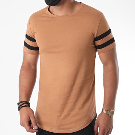 LBO - Tee Shirt Oversize Avec Bandes Noir 1170 Camel