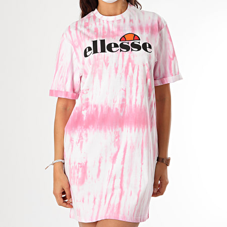 Ellesse - Robe Tee Shirt Femme Colore SGF09275 Blanc Rose
