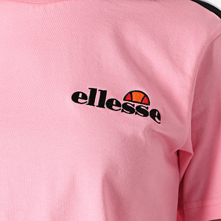 Ellesse - Tee Shirt Crop Femme A Bandes Amarillo SGF09281 Rose