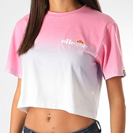 Ellesse - Tee Shirt Crop Femme Rerta Fade SGF09293 Blanc Rose Dégradé