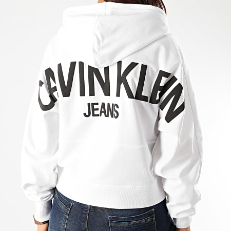 Calvin Klein - Sweat Capuche Femme Crop Puff Print 4218 Blanc