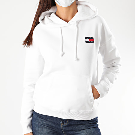 Tommy Jeans - Sweat Capuche Femme Tommy Badge 7787 Blanc