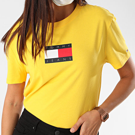 Tommy Jeans - Tee Shirt Femme Tommy Flag 8471 Jaune