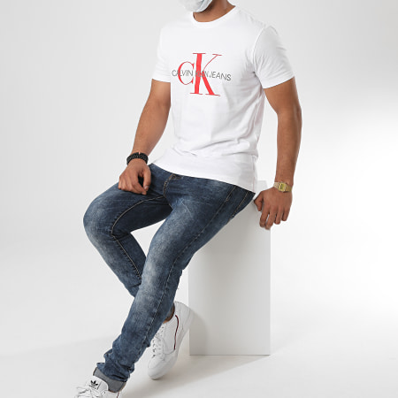 Calvin Klein - Tee Shirt Slim Monogram Logo 4551 Blanc