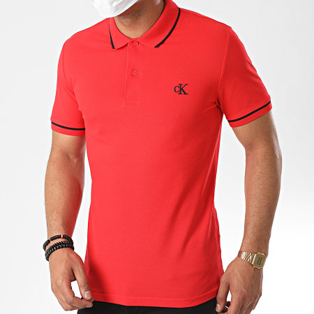 Calvin Klein - Polo Manches Courtes Slim Tipping 5603 Rouge