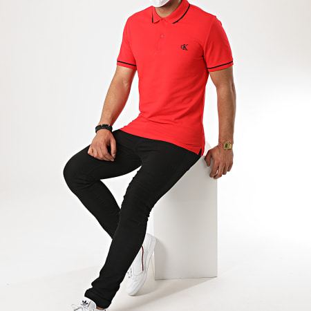 Calvin Klein - Polo Manches Courtes Slim Tipping 5603 Rouge