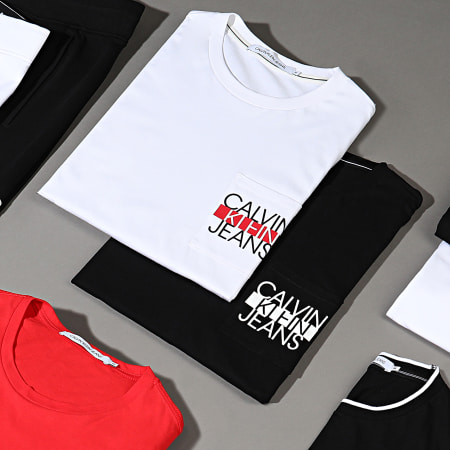 Calvin Klein - Tee Shirt Poche CKJ Colorblock 6047 Blanc